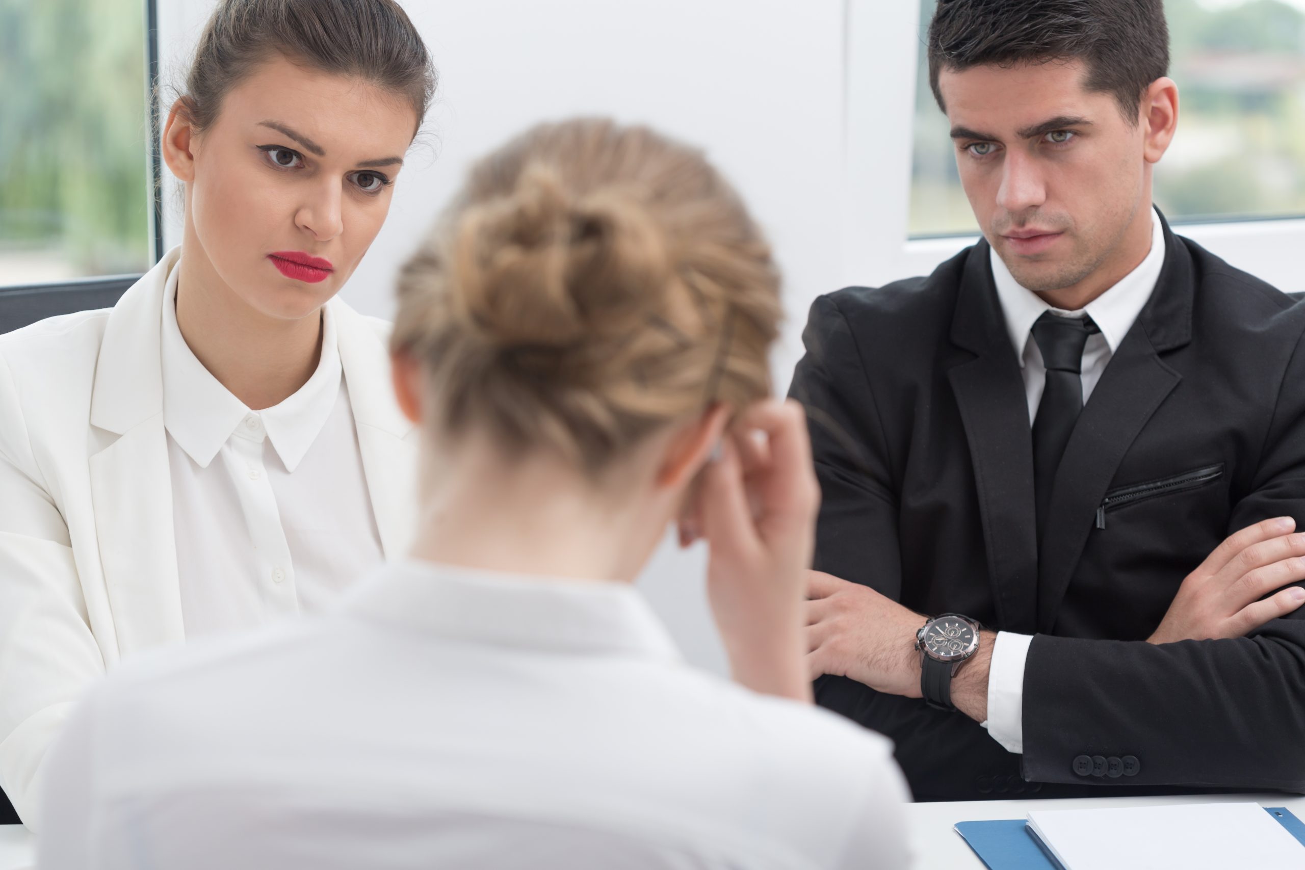 Uncertain,Stressed,Woman,During,Her,Job,Interview